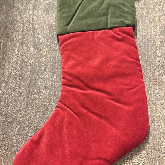 Pottery Barn Velvet Red and Green stocking NWT - Picture 4 of 4